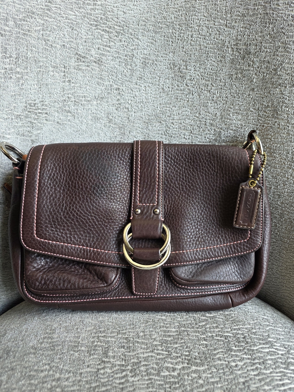 Vintage coach chelsea Saddle Style Brown Leather Y2K Soho Shoulder Handbag Nice!